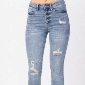 82330 Hilaria Hi Rise Distressed Skinny Judy Blue Jeans